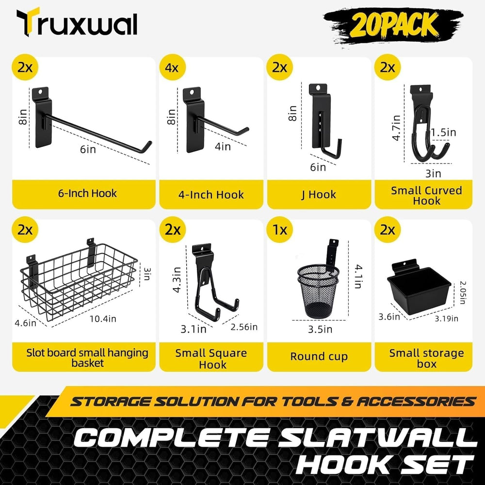 20-Piece Slatwall Accessories Organizer Kit – Heavy-Duty Wall & Slatwall ...