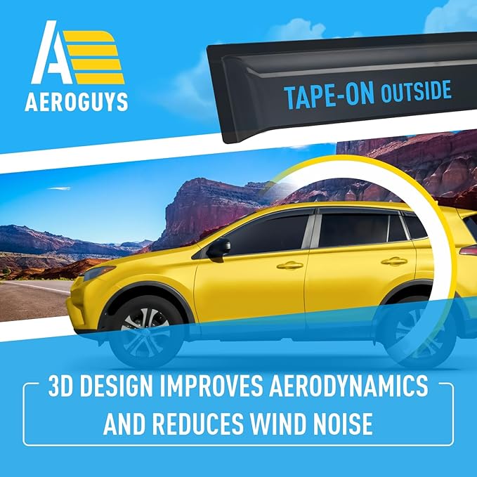 Extra Durable Window Deflectors Tape-On Window Visors Rain Guards Fit (6pcs)
