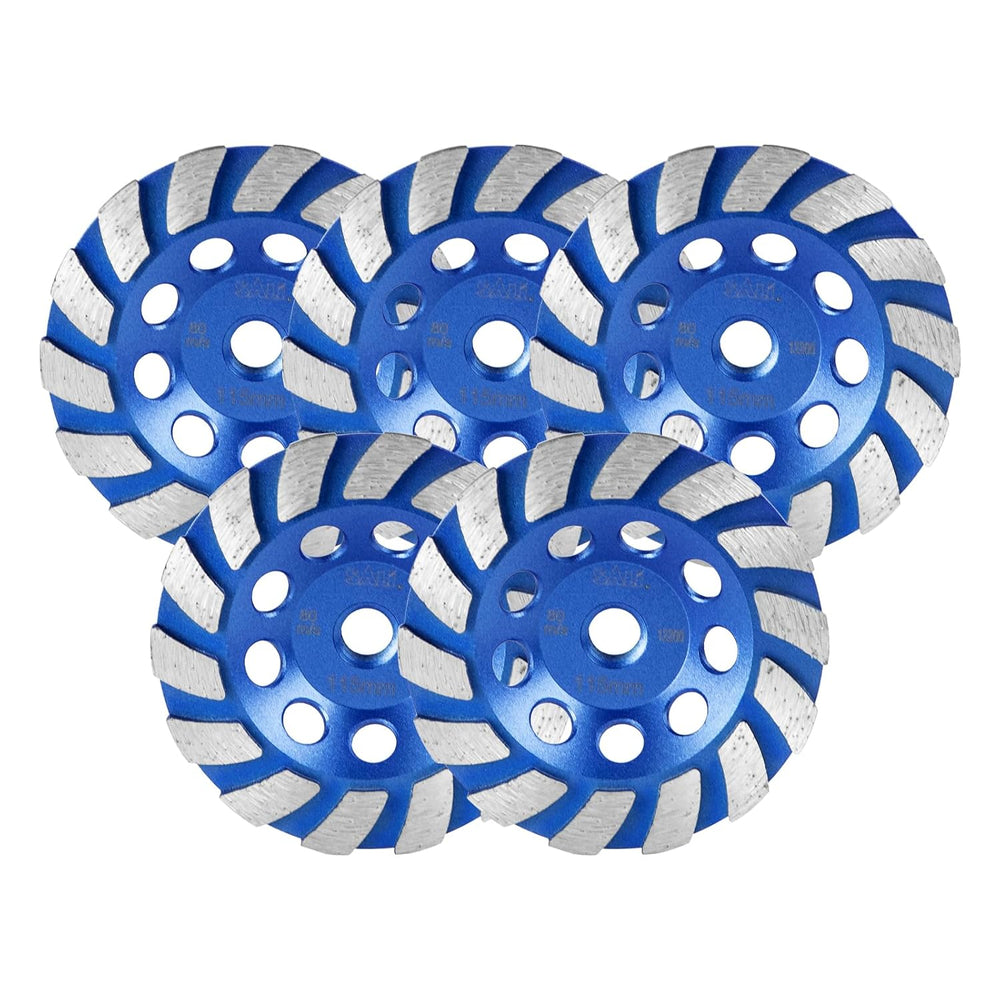 SALI 5PCS 4.5 Inch Concrete Grinding Wheels 14 Turbo Diamond Segments 5/8-11 ...