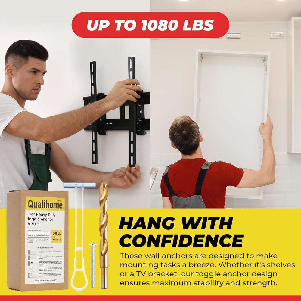 1/4โ-20 Quick Easy Heavy Duty Toggle Anchors with Bolts - Hollow Wall Anchors...