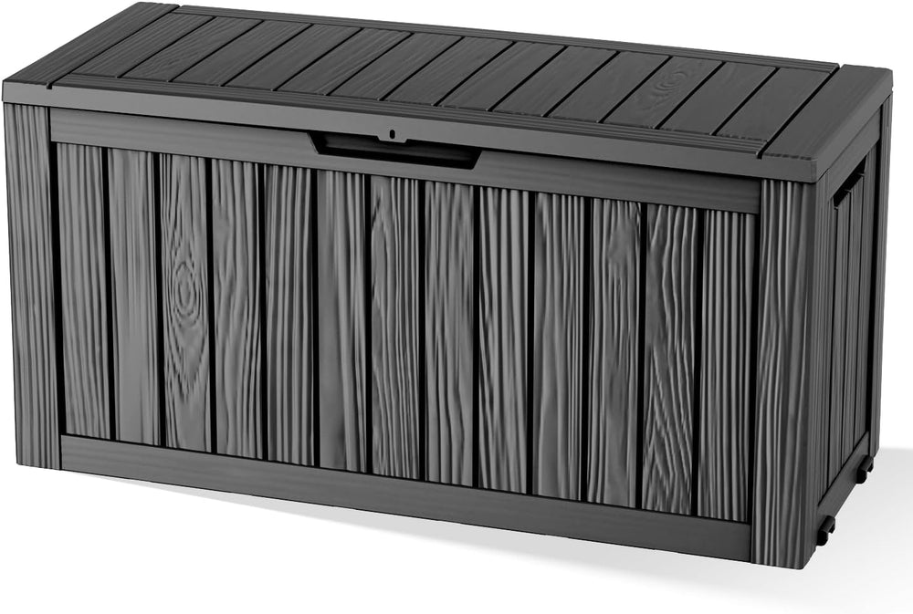 DRATO 90 Gallon Deck Boxes Outdoor Waterproof, Resin Large Lockable Storage B...