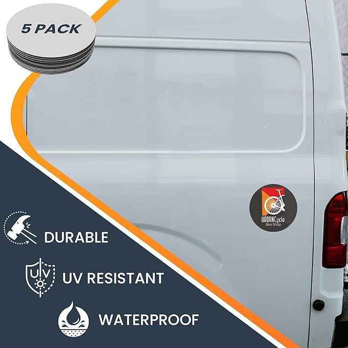 Magnet Me Up Customizable 30 Mil Round Magnet- 5”, 5 PK Weatherproof Car Magnet