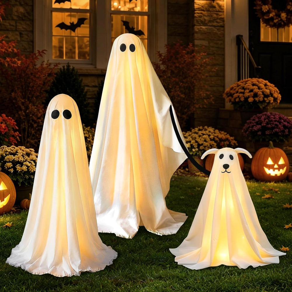Halloween Decorations Outdoor - 3 Pack Lighted Spooky Ghost Decorations