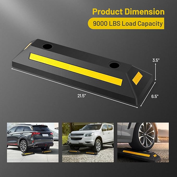 IRONMAX 2 Pack Parking Block, 21.5" Long Rubber Curb