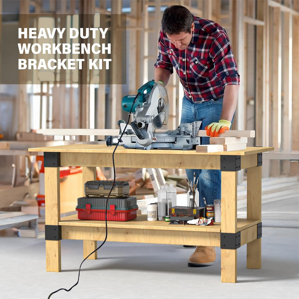 Set of 8 Heavy Duty Workbench Bracket Kit – 3-Way Right Angle Steel Corner Br...