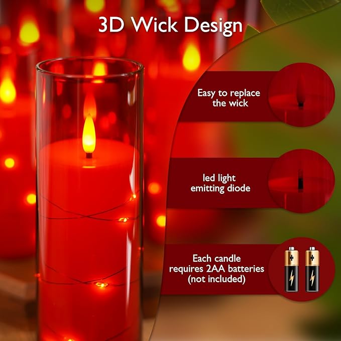 Raycare Flameless Candle with Remote Timer – 9 Flickering Acrylic Battery Ope...