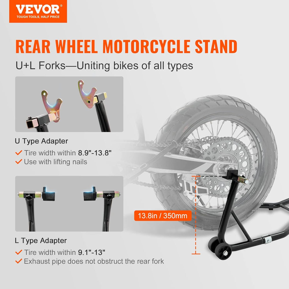 vevor Motorcycle Stand Lift 850lbs Front Rear Combo Stand Lift Stand Front Wh...