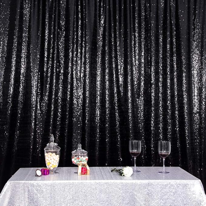 SquarePie Sequin BackdropLess See Through Thick Background Glitter Curtain fo...