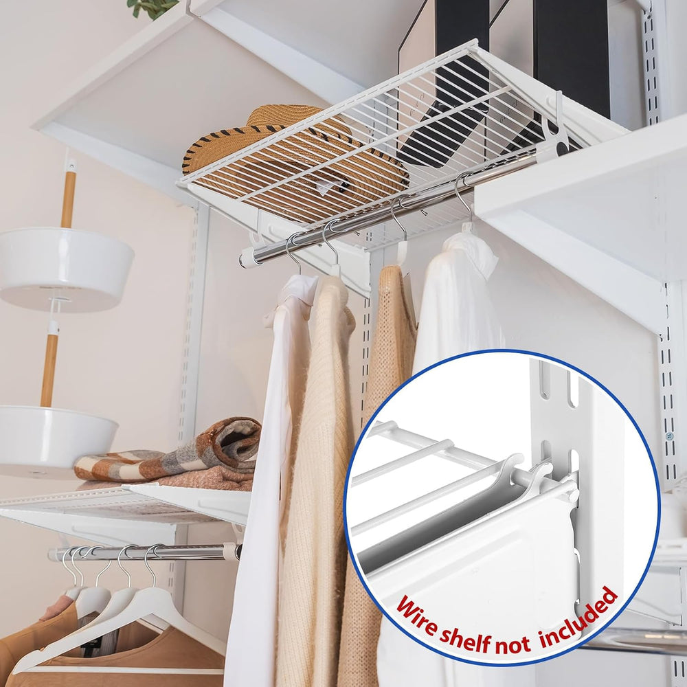 CroBlissful 47.5 Inch Twin Rail Upright Wall Shelving System with 12 Inch Loc...