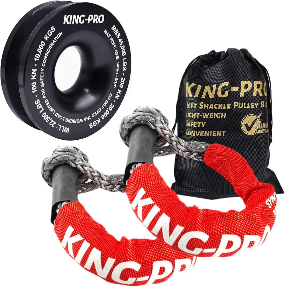 KING-PRO Recovery Ring 7/16"x20" 2PCS Soft Shackle 35,000lbs Breaki...