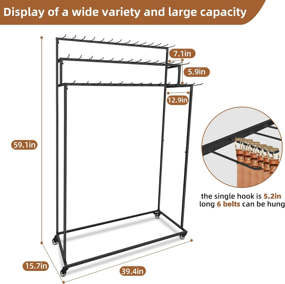Belt Rack,Belt Display Organizer,Retail Rack for Belts Ties Bags