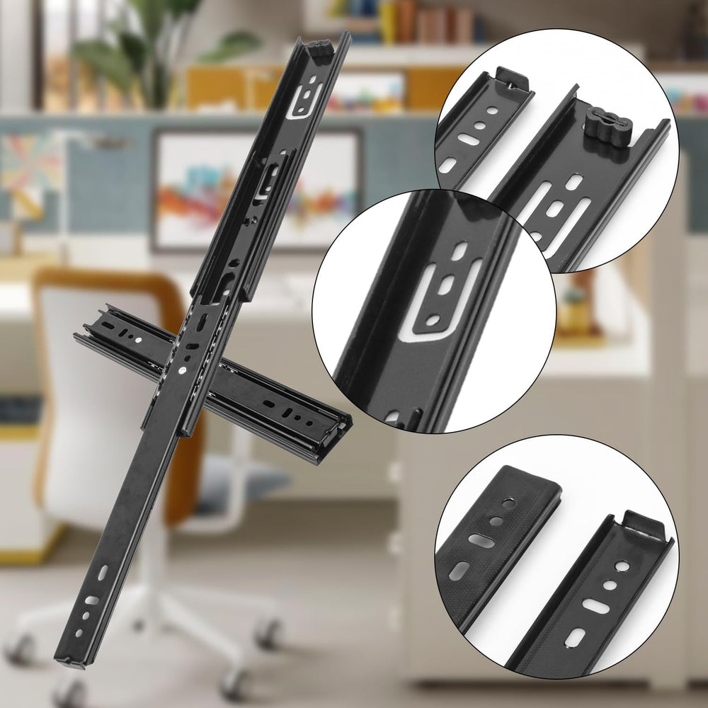 8 Pairs 10 Inch Black Full Extension Drawer Slides, Side Mount Drawer Slides ...