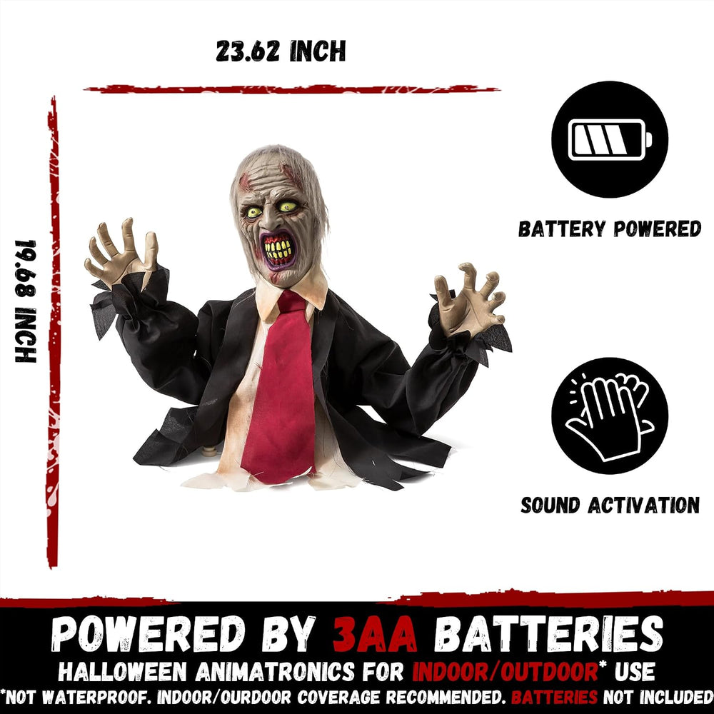 Halloween Decorations Animatronic Zombie Groundbreaker, Horror Animated Zombi...