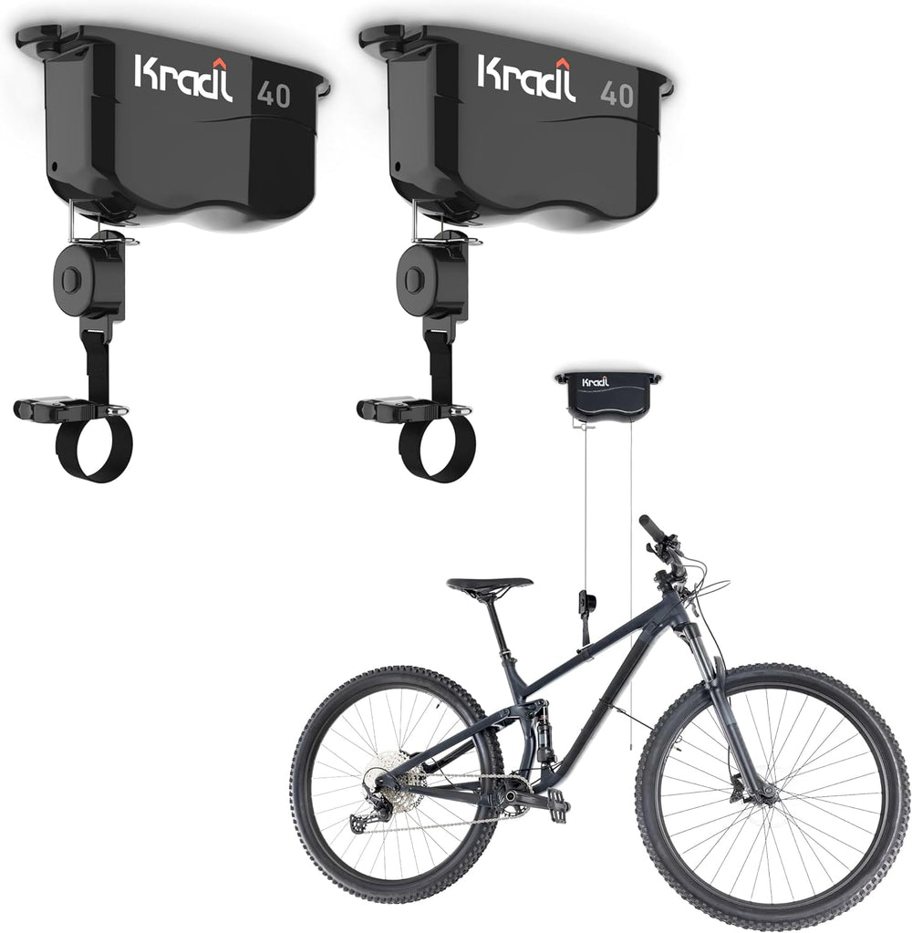 Kradl - Spring-Powered Ceiling Bike Hoist and Rack for Effortless Storage