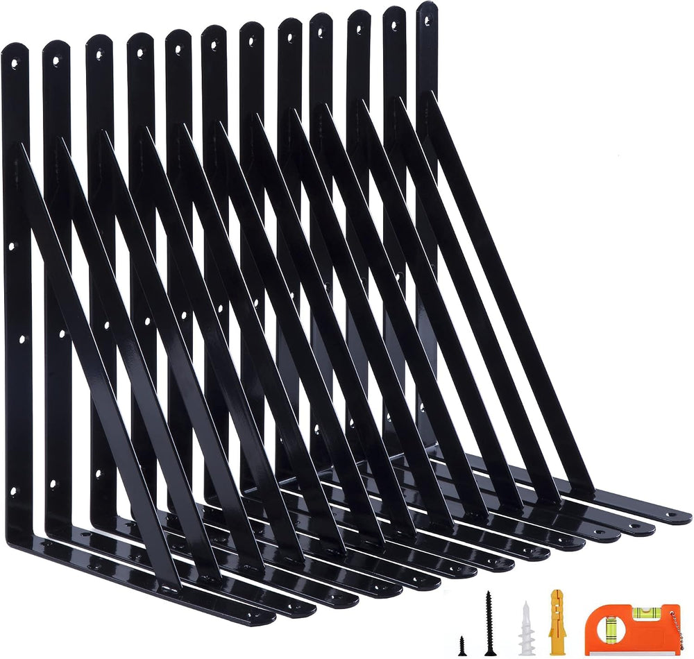NEODROP 12-Pack 14 Inch Heavy Duty Shelf Brackets, Large Wall Bracket for Gar...