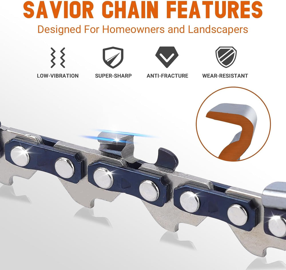Savior 3PC 10 Inch Pole Saw Chain for Stihl 71PMM3 56, 1/4" Pitch .043&q...