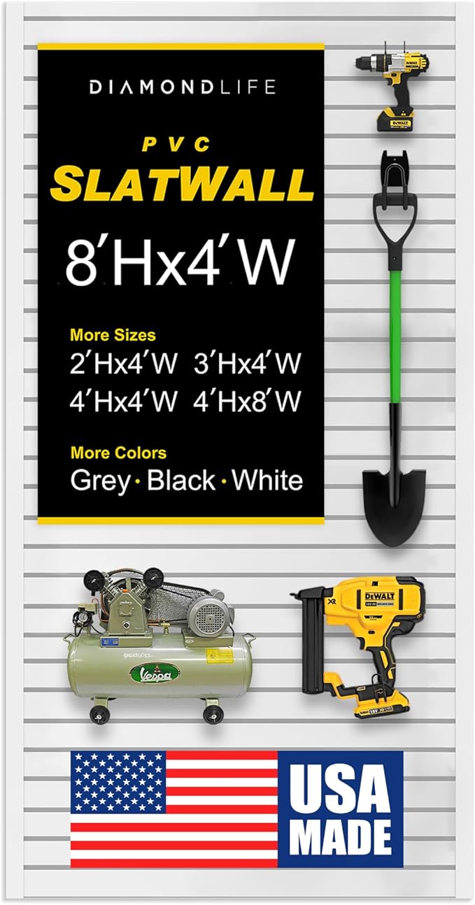 Heavy Duty 8x4 PVC Garage Slatwall Storage System