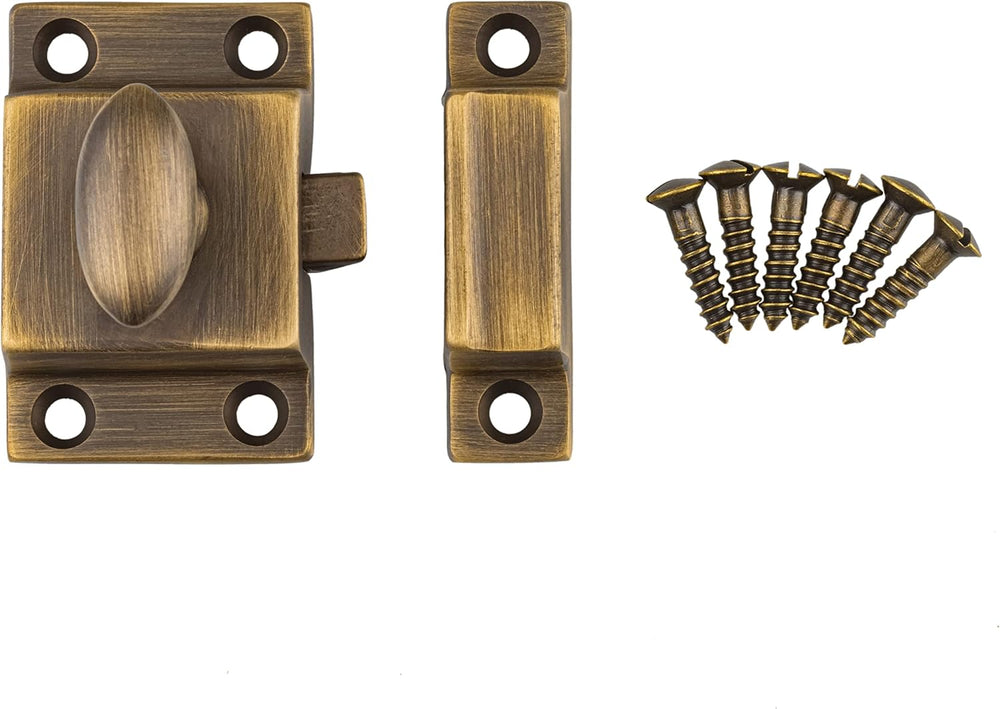 Small Heavy Duty Antique Brass Cabinet Door Latch - 1-3/4" × 1-3/4"...