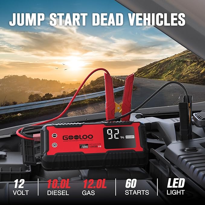 GOOLOO GT4000S Jump Starter 4000 Amp Car Starter 100W Two-Way Fast-Charging