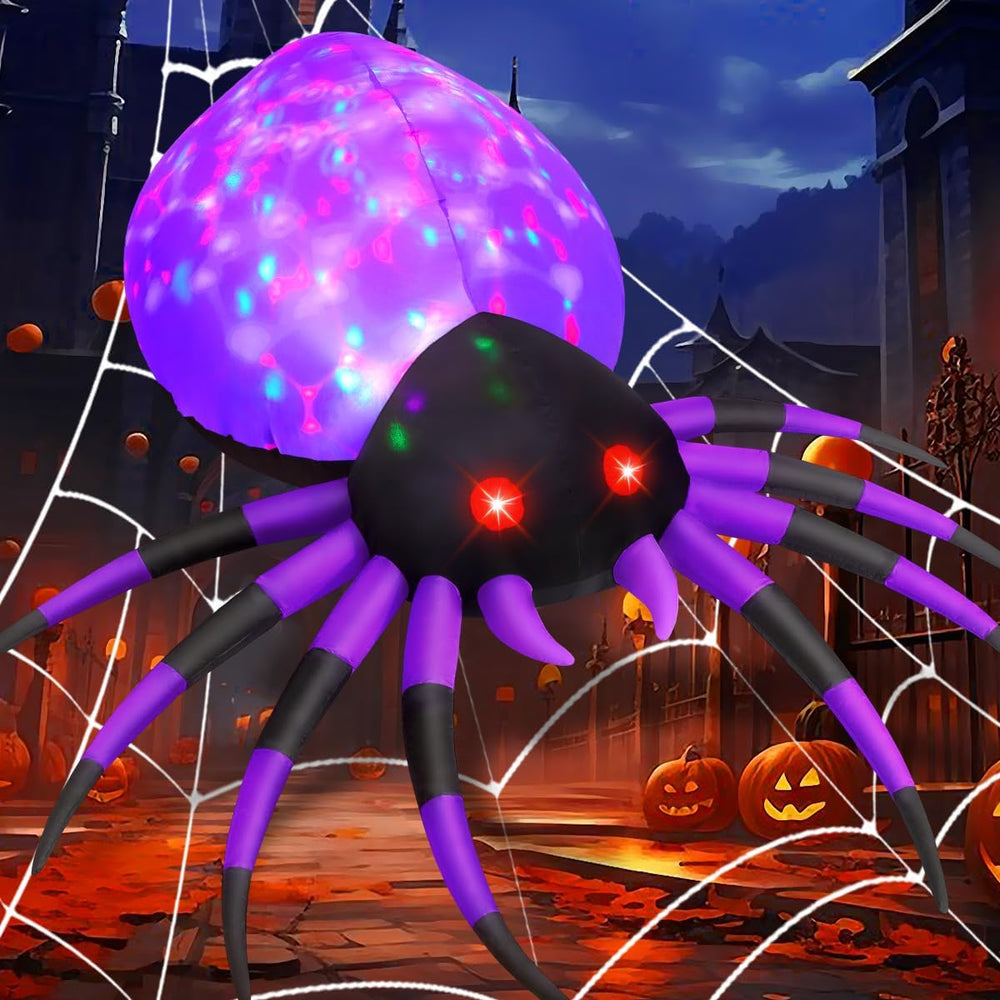 GOOSH 5 FT Width Halloween Inflatable Spider Outdoor Decoration with Magic Li...