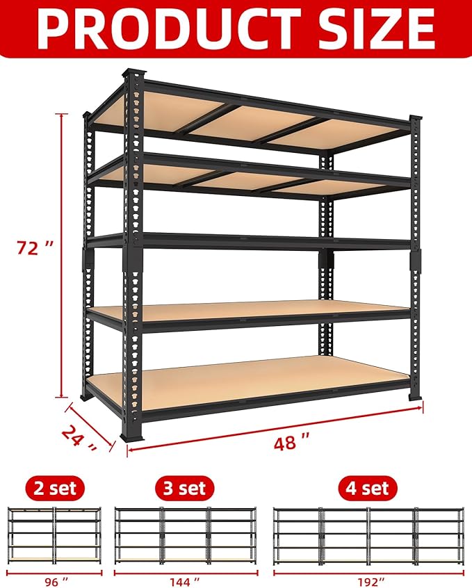 PrimeZone Heavy Duty Garage Storage Shelves (4PCS)