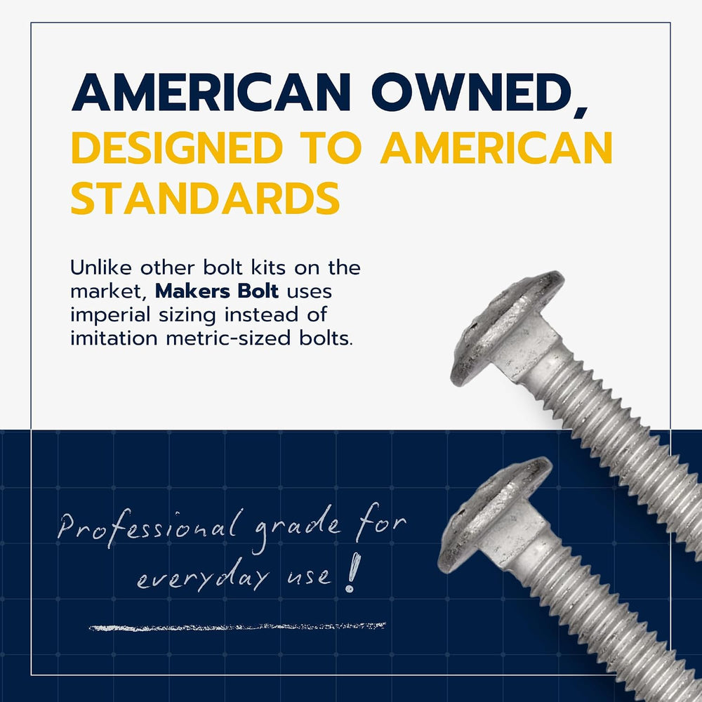 1/4" x 5" (100 Pack) Galvanized Carriage Bolt Kit Grade 307A Includ...