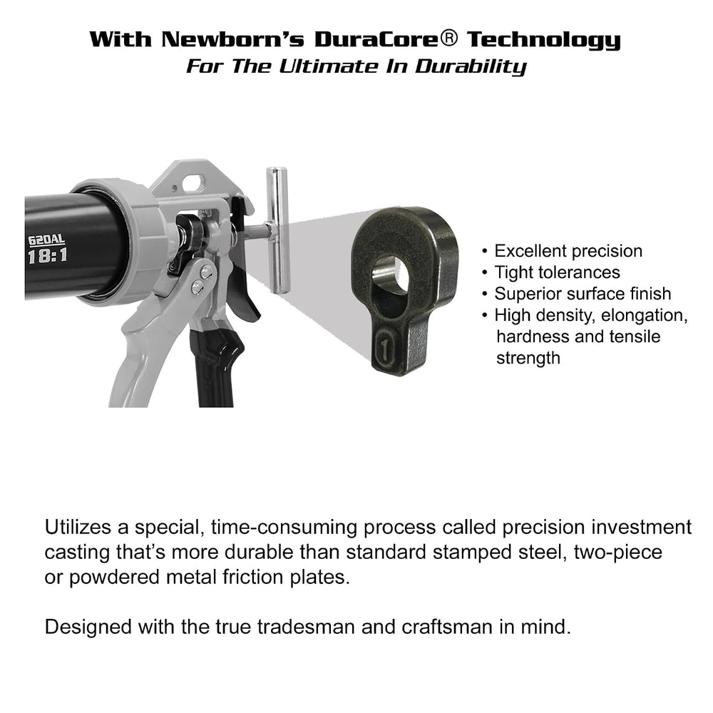 Newborn 620AL-Red Round Rod Caulk Gun with Aluminum Barrel - 18:1 Thrust Rati...