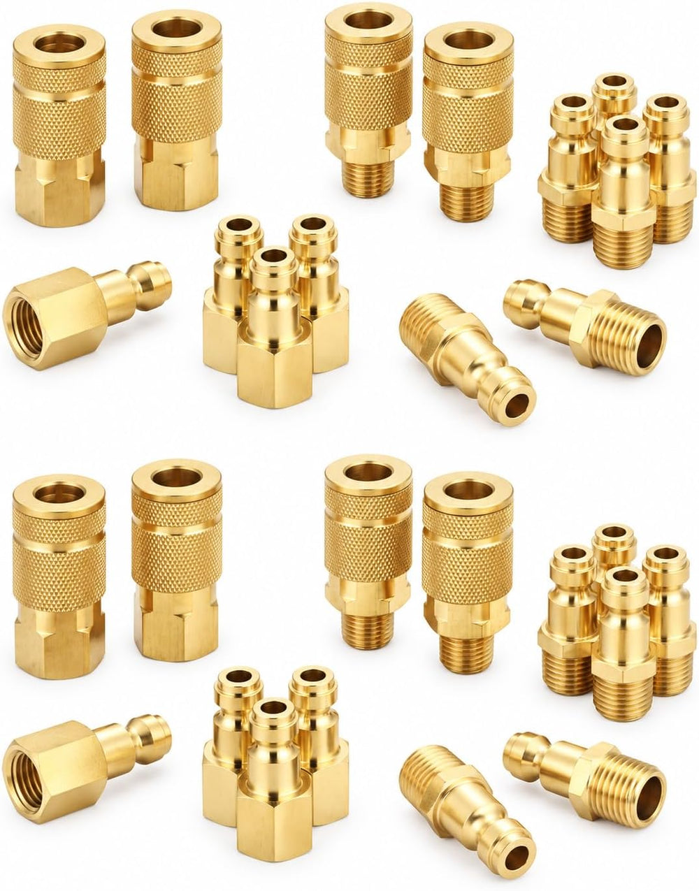 Coupler and Plug Kit (28 Piece), Automotive Type C, 1/4 Inch NPT, Solid Brass...