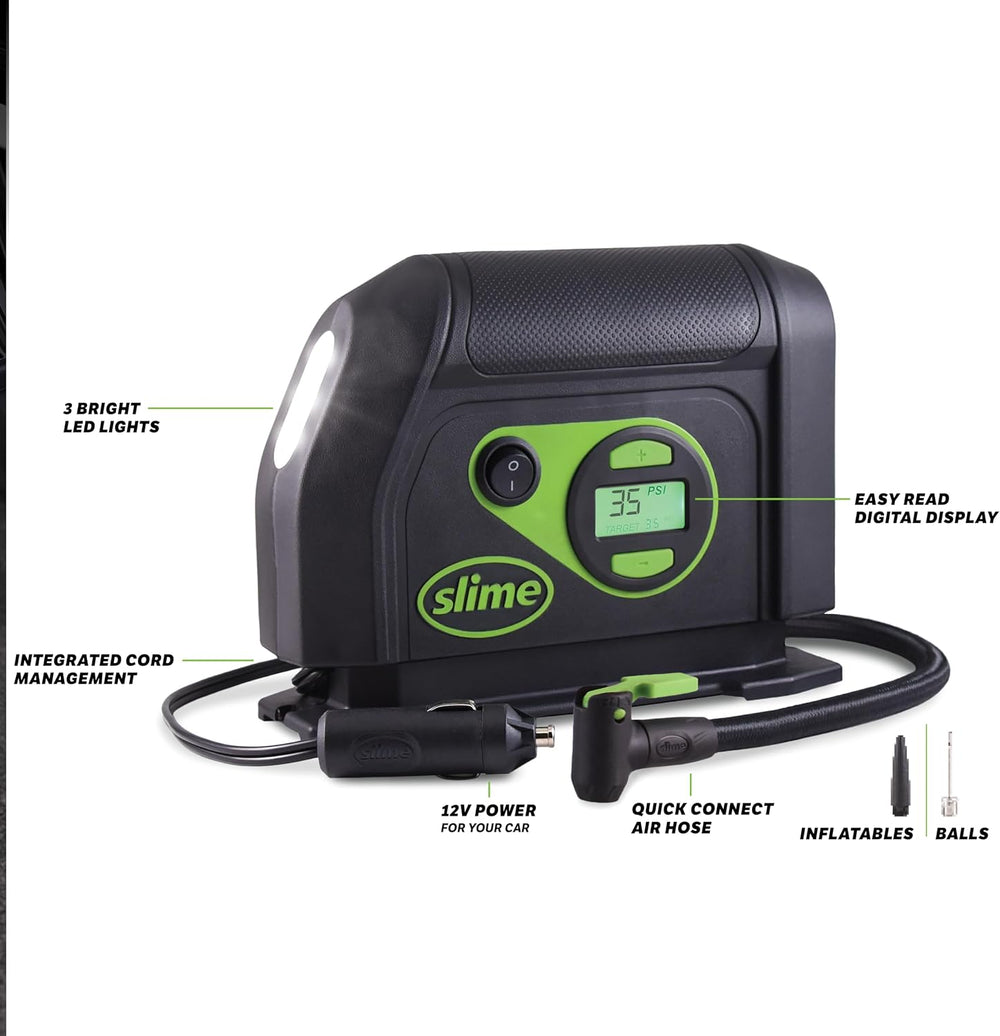 Slime 40088 Tire Inflator, Portable Car Air Compressor, Inflate Right automat...