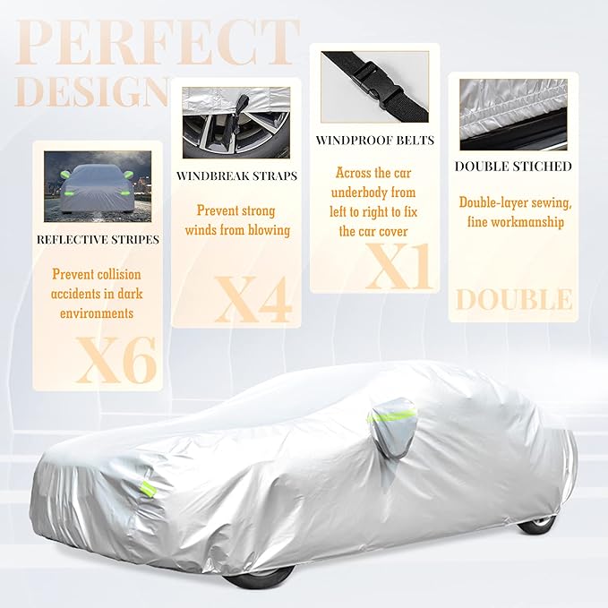 Car Cover for Automobiles All Weather Waterproof Universal Fit for Sedan