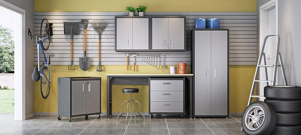 Manhattan Comfort Fortress Floating Garage Storage Cabinet with Adjustable Sh...