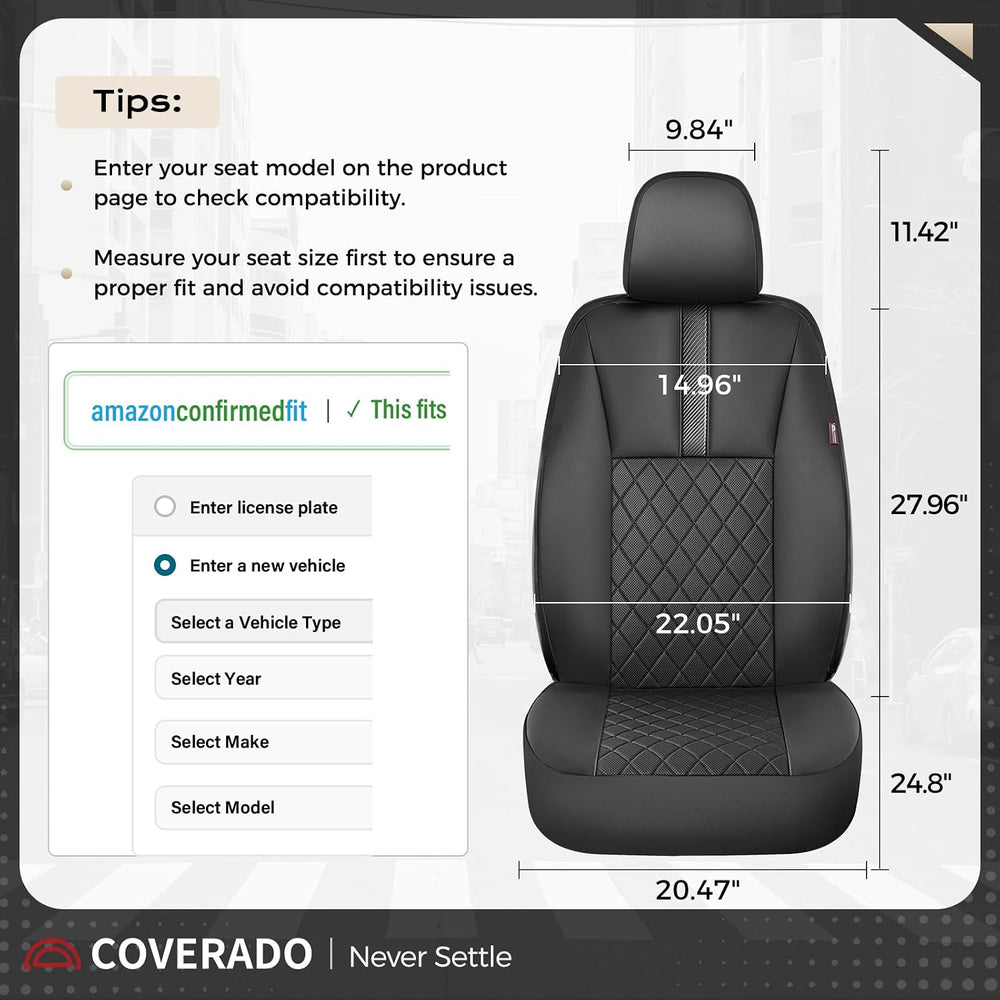Coverado Car Seat Covers Full Set, Automotive Leather Seat Covers for Car,Uni...