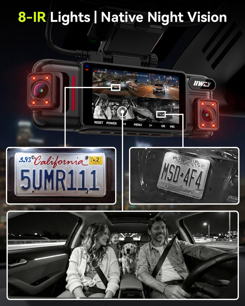 IIWEY N6 PRO 4K STARVIS 2 4-Channel Dash Cam 360° View, Free 128GB Card