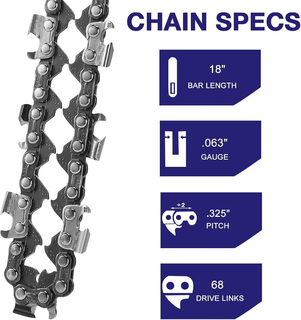 4 Pack 18 Inch Chainsaw Chain .325" Pitch .063'' Gauge 68 Drive ...