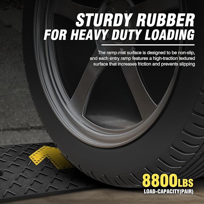 DNA MOTORING 2pcs 4.5" Rise Rubber Arrow Curb Ramp Heavy Duty Loading Th...