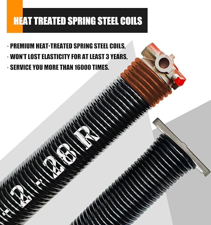 Garage Door Torsion Spring Set, Pair of 2" Electrophoresis Coated Garage...