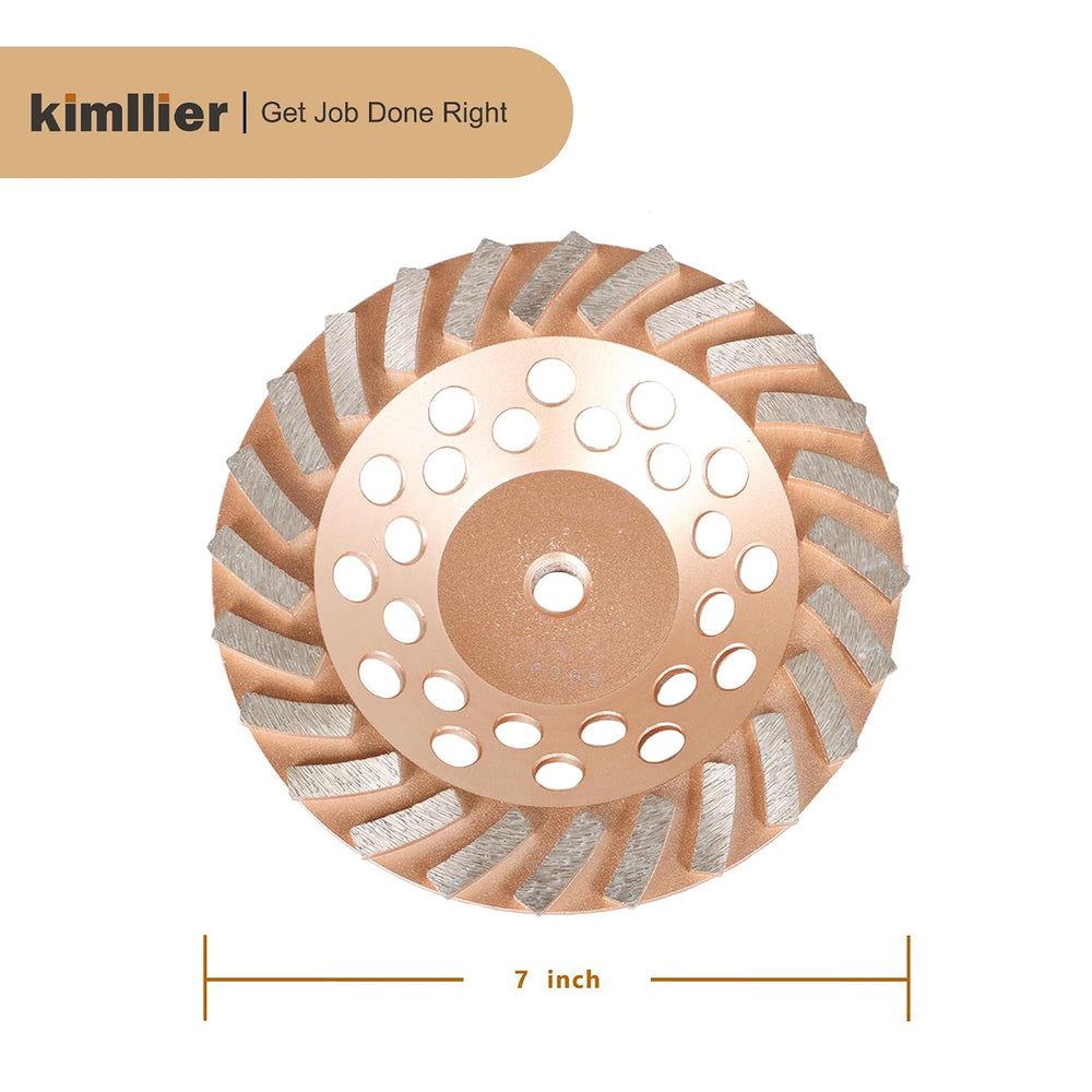 kimllier 7 Inch Concrete Grinding Wheels 24 Turbo Diamond Segments 5/8 Inch -...