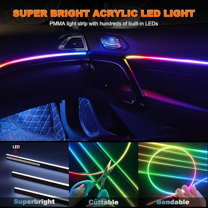 Interior Car LED Strip Lights, Acrylic LED Lights