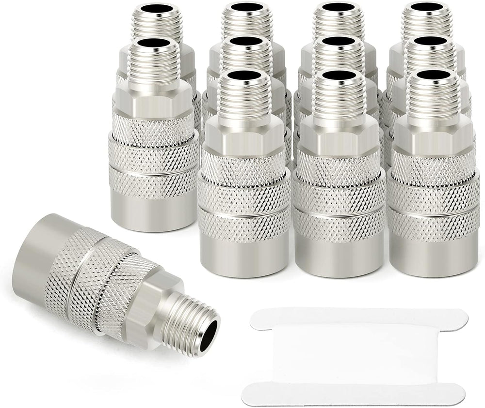 GASHER 12PCS 1/2-Inch Male Industrial Coupler,1/4 Basic Flow Quick Connect Ai...