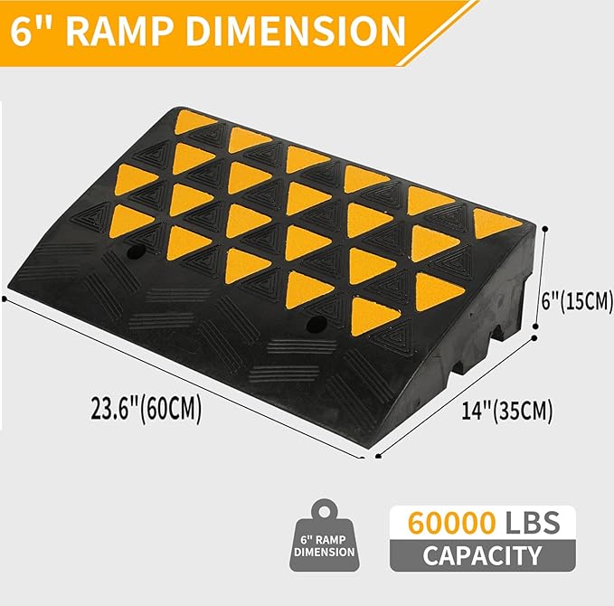 BESEA Rubber Curb Ramp 6" inch High 23.6" Length,