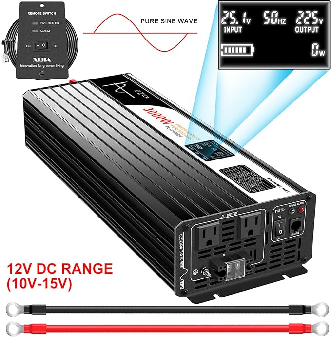 DC 12v AC 120V 60HZ Pure sine Wave 3000w Solar Power Inverter