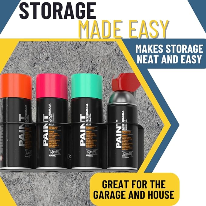 Koova 4 Aerosol Spray Can Holder | Easy Install Wall Mount | Heavy-Duty Powder