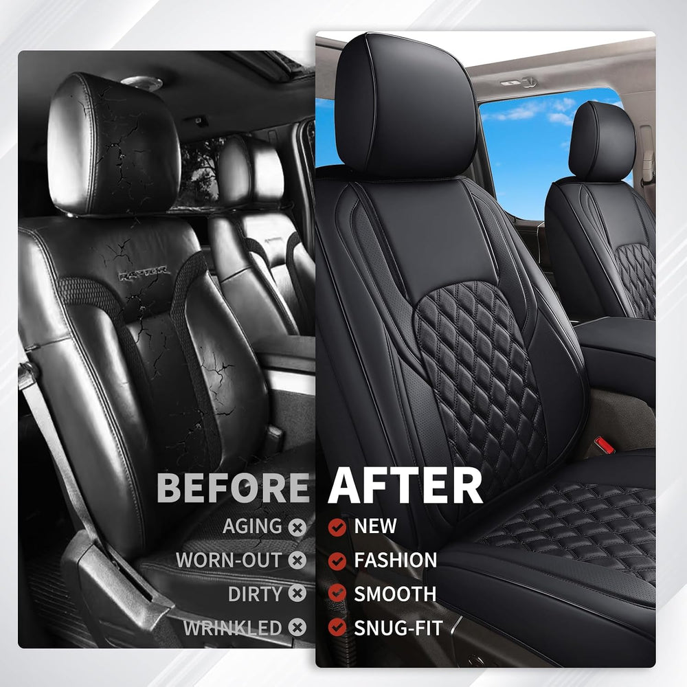 Huidasource Ford Seat Covers, Leather Pickup Seat Cushion Cover Fit for 2015-...