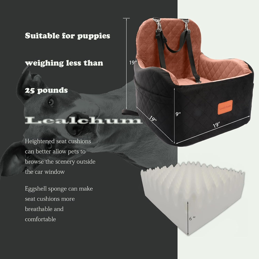Lealchum Dog Booster Car Seat for S/M Dogs Up to 35lbs,Soft 6in Elevated Cush...