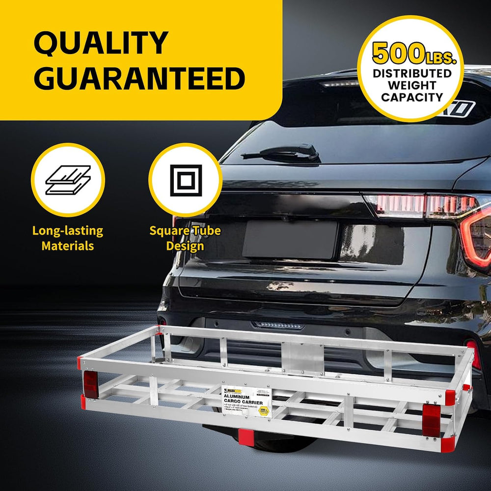 MaxxHaul 70108 Aluminum Cargo Carrier With High Side Rails- Trailer Hitch Mou...