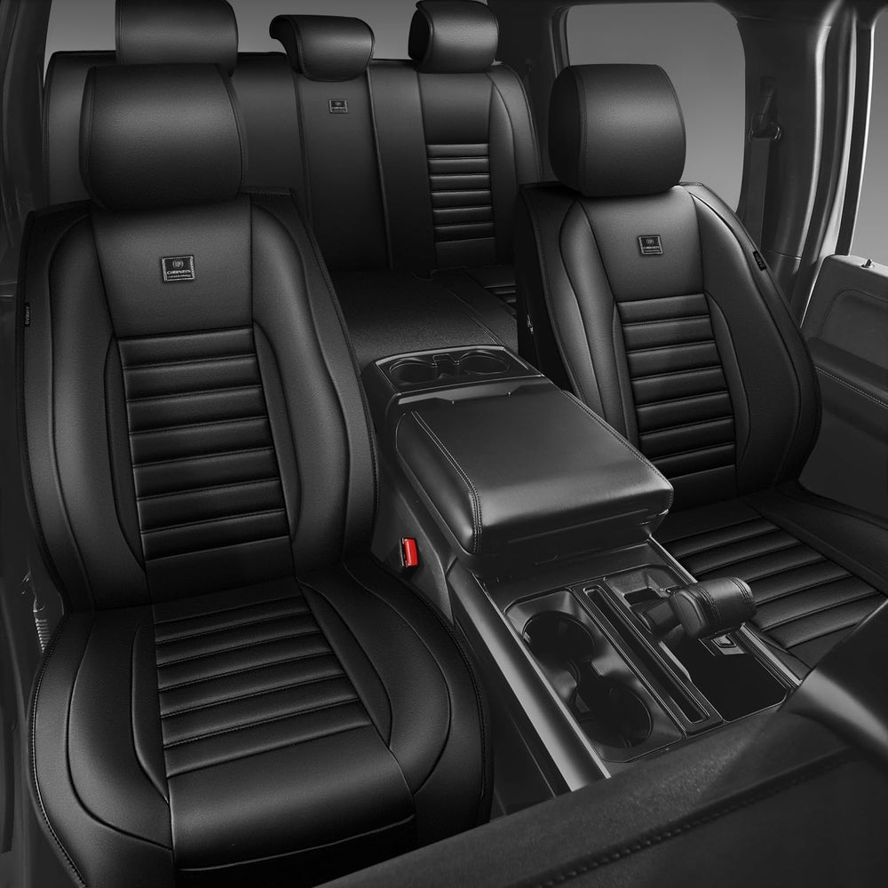 CAR PASS Nappa Leather Car Seat Covers Full Set, Luxury Seat Protector for Ca...