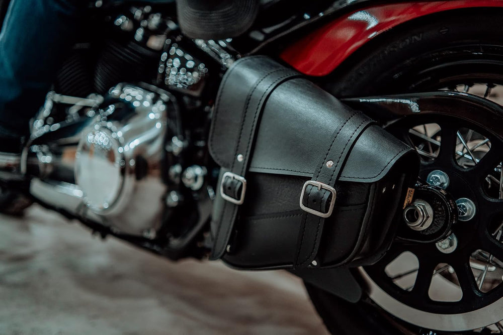 Willie & Max Black Synthetic Leather Small Motorcycle Swingarm Bag for So...