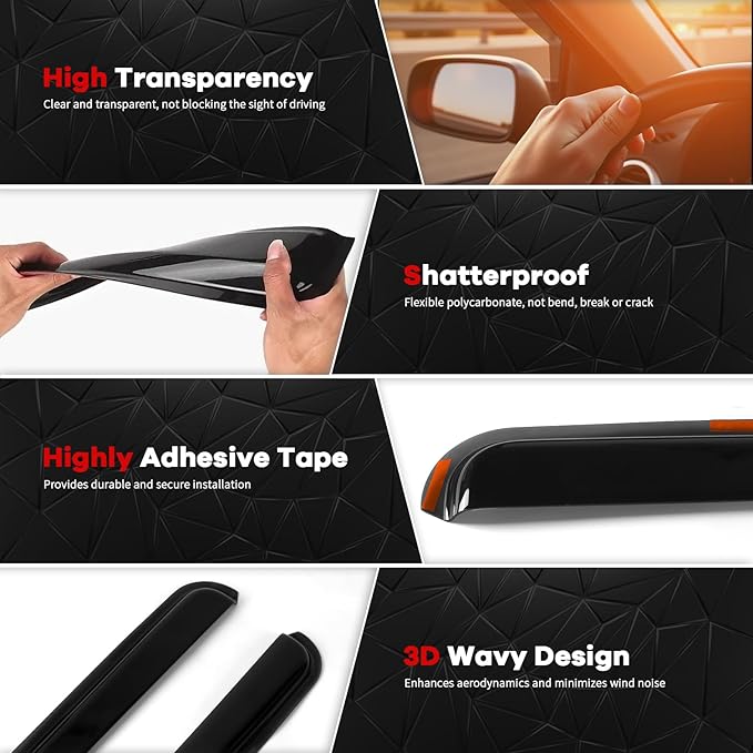 4PCS in Channel Rain Guards for Toyota Tundra Crew Max 2007 2008 2009 2010 2011