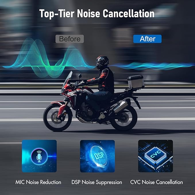TK-X4SC Motorcycle Bluetooth Headset, 6 Riders 2000m Helmet Group Intercom