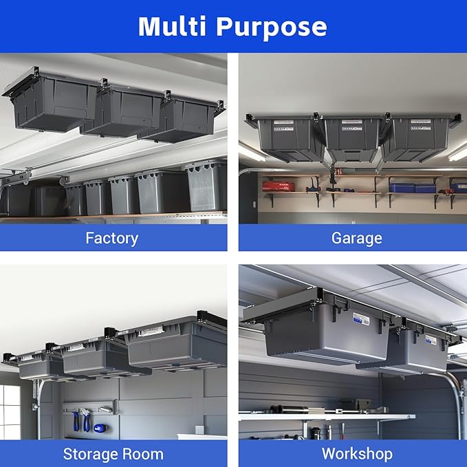 3 Pack Overhead Storage Bin Rack, Ceiling Racks
